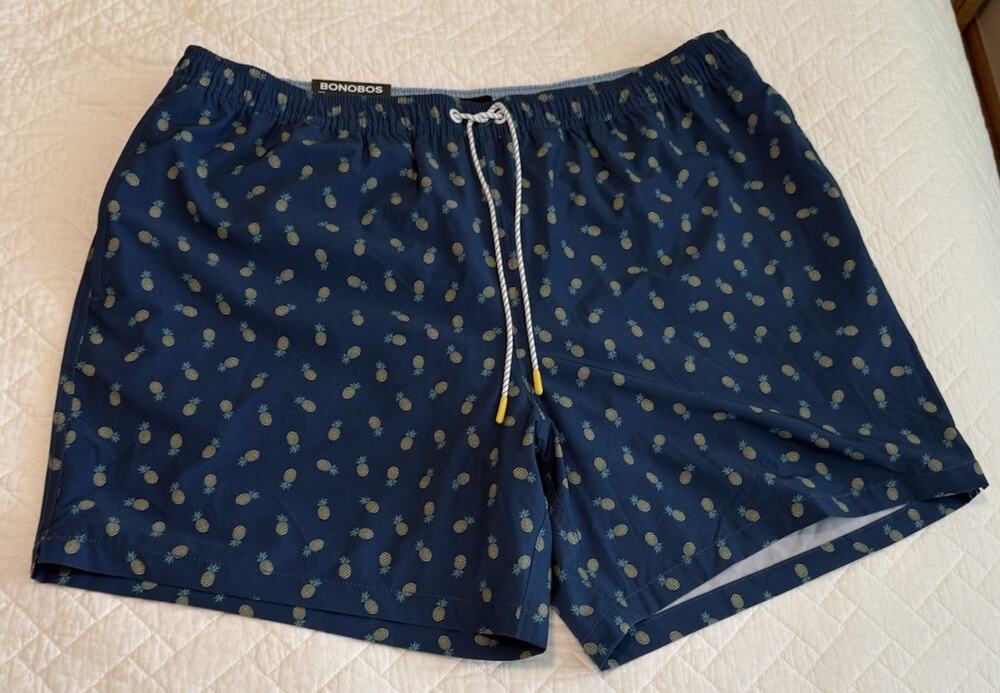 Bonobos Men's XXL 7" Inseam Stretch Mesh Interior Lining Swim Trunk Pockets